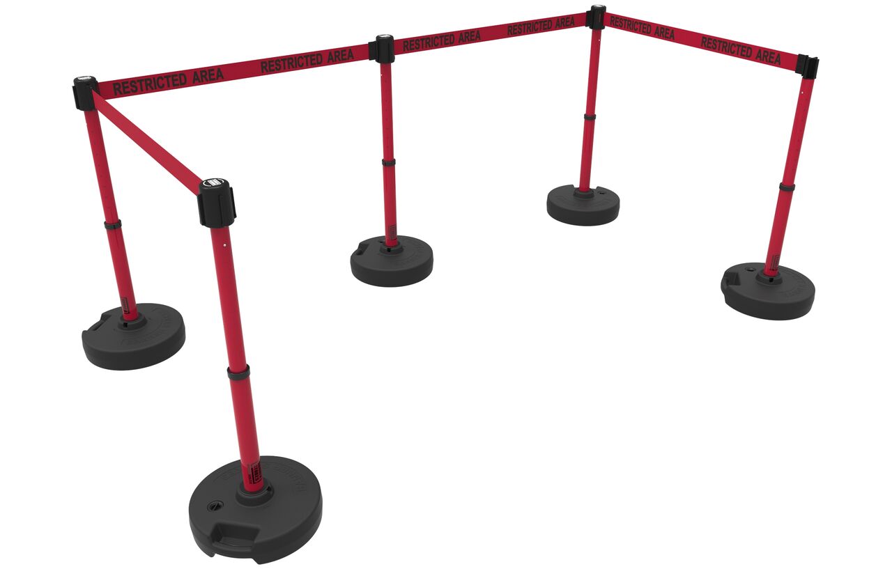 Banner Stakes Plus Barrier Set X5 With Red "Restricted Area" Banner